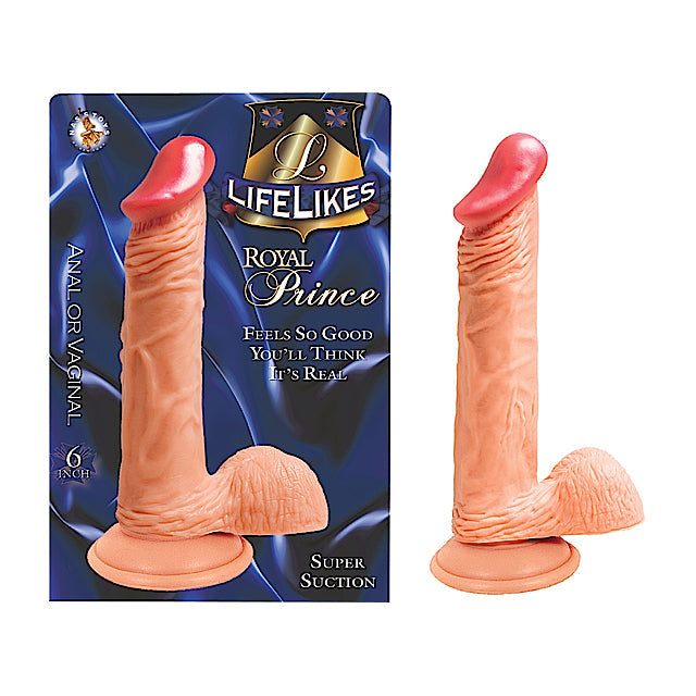 Lifelikes Royal Prince Dong With Balls &amp; Suction Base 6in. (White)