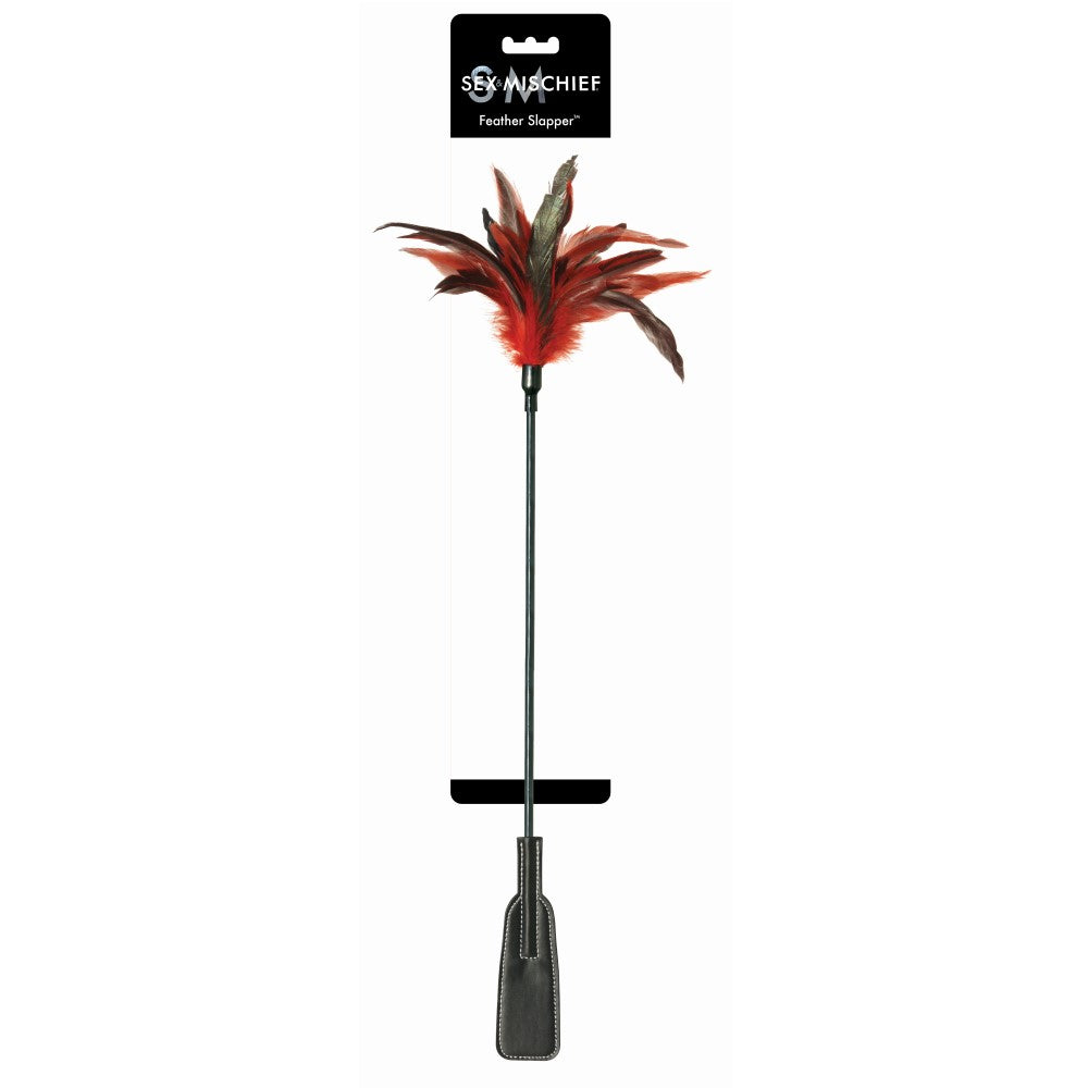 Sportsheets Sex &amp; Mischief Feather Slapper Dual-Ended Tickler Crop Red/Black