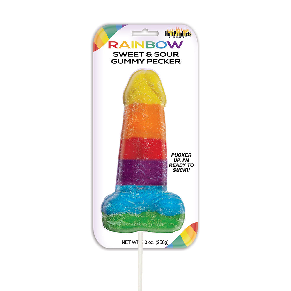 Sweet &amp; Sour Jumbo Rainbow Gummy Cock Pop