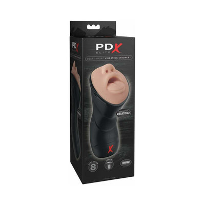 PDX Elite Deep Throat Vibrating Stroker Beige/Black
