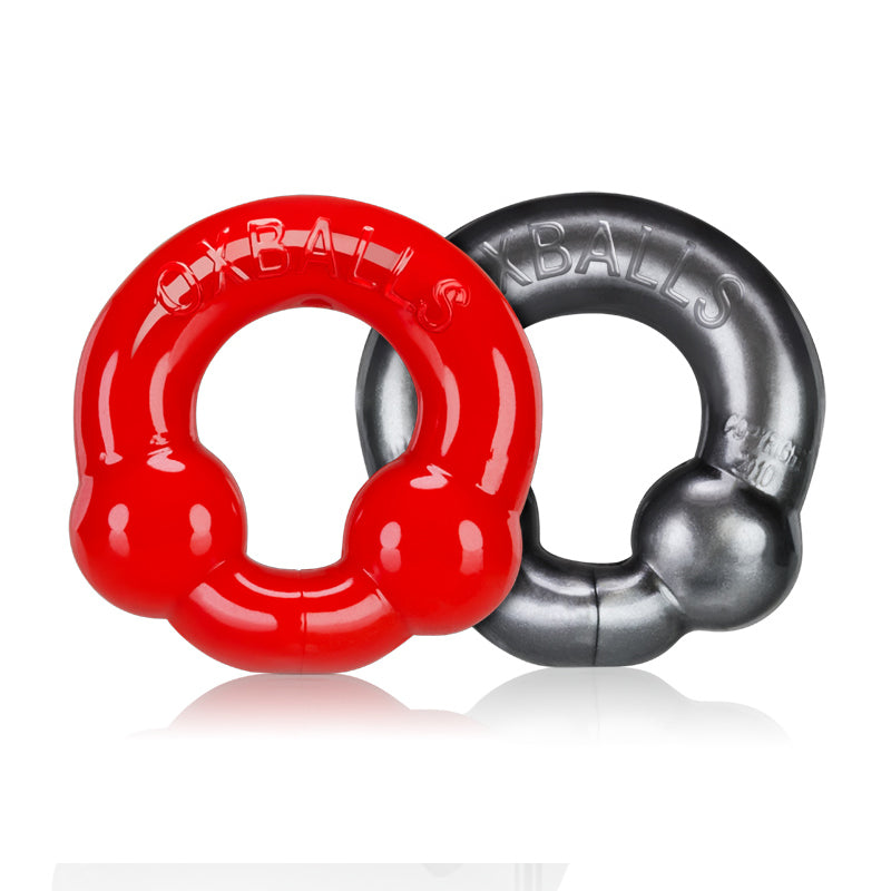 OxBalls 2-Pack Cockring, Steel &amp; Red