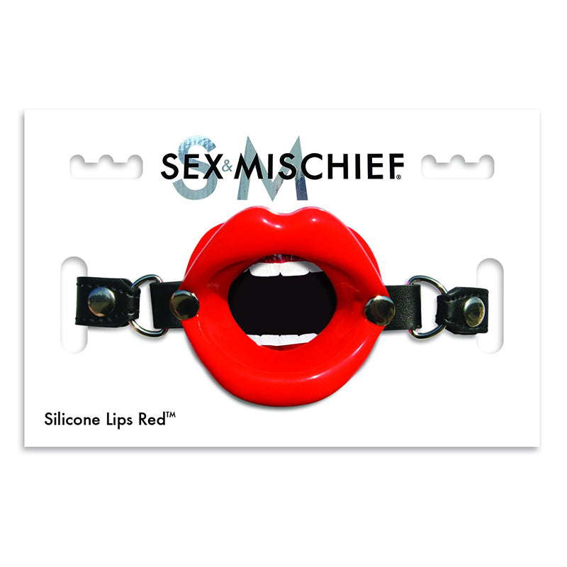 Sportsheets Sex &amp; Mischief Silicone Lips Adjustable Open-Mouth Gag Red