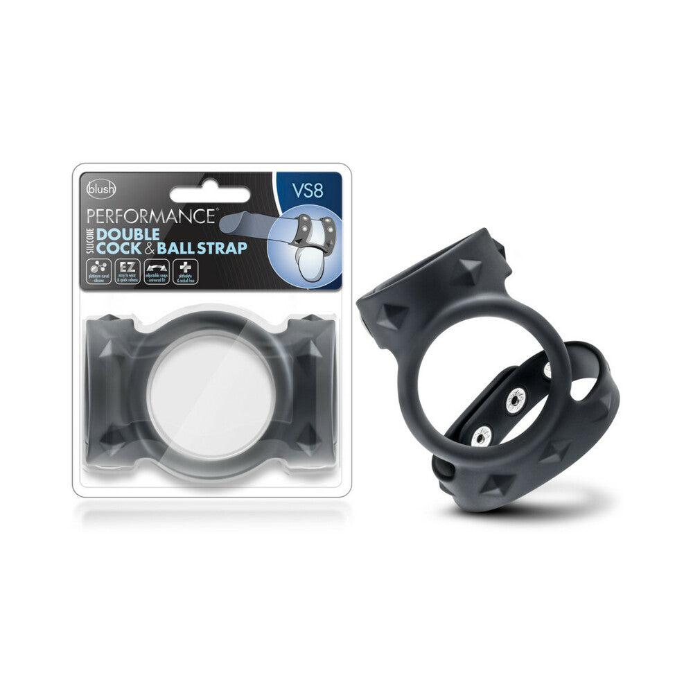 Performance VS8 Silicone Double Cock &amp; Ball Strap Black