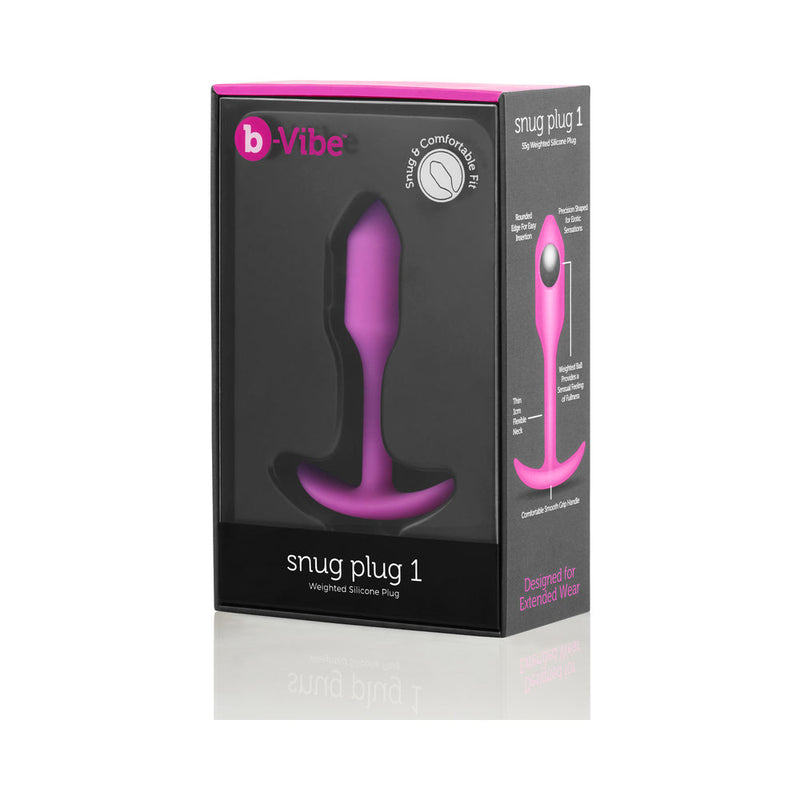 b-Vibe Snug Plug 1 Weighted Silicone Anal Plug Fuchsia