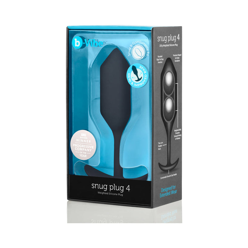 b-Vibe Snug Plug 4 Weighted Silicone Anal Plug Black