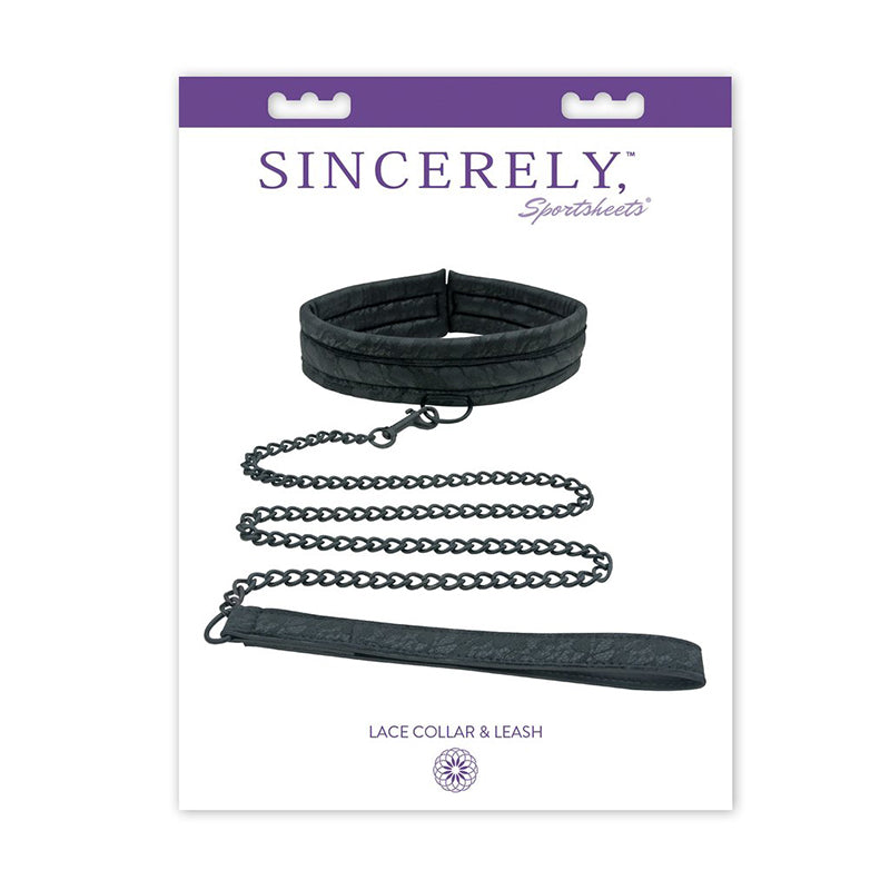 Sincerely, Sportsheets Lace Adjustable Collar &amp; Leash Black