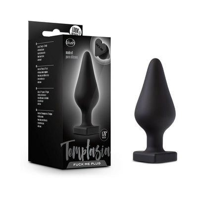 Blush Temptasia ''Fuck Me'' Silicone Anal Plug with Heart-Shaped Base Black