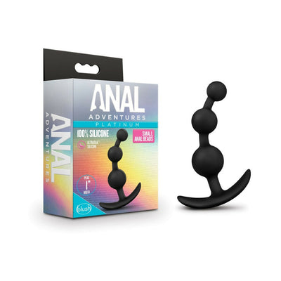 Anal Adventures Platinum Silicone Small Anal Beads Plug Black