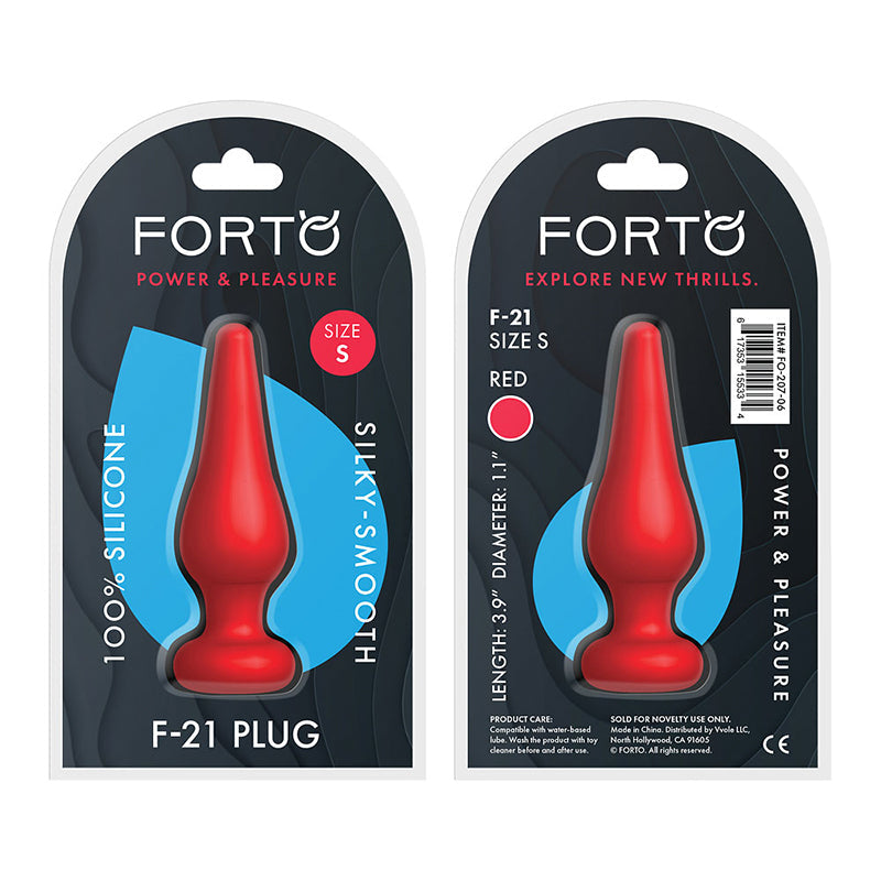 Forto F-21 Tear Drop Silicone Anal Plug Small Red