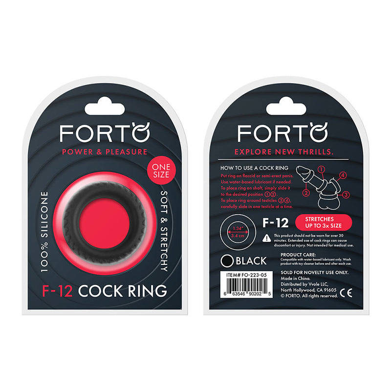 Forto F-12 Liquid Silicone Cockring 35mm Black