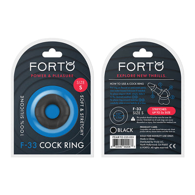 Forto F-33 Liquid Silicone Cockring Small Black