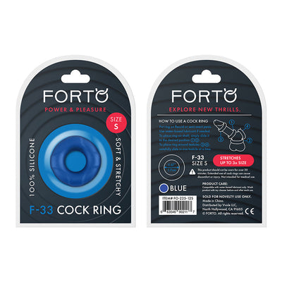 Forto F-33 Liquid Silicone Cockring Small Blue