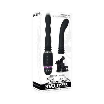 Evolved Thrust & Go Thrusting Vibrator With 2 Shafts and Suction Cup Base Black