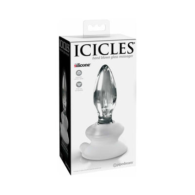 Icicles No. 91 Glass Anal Plug With Suction Cup Clear