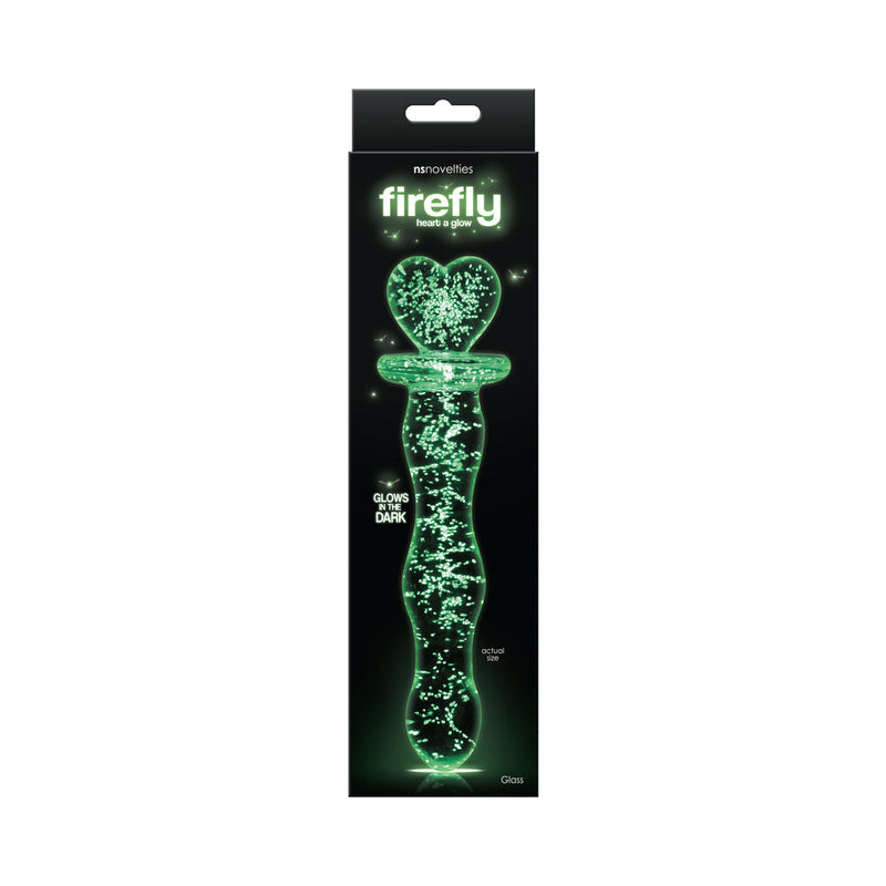 Firefly Heart A Glow Glass Dildo Clear