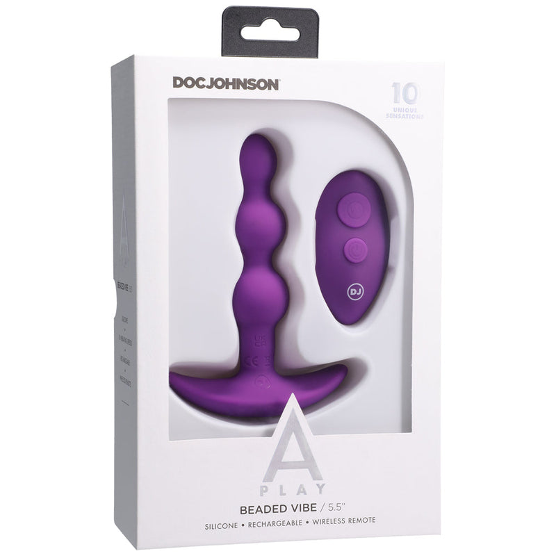 A-Play BEADED VIBE Rechargeable Silicone Anal Plug with Remote Purple