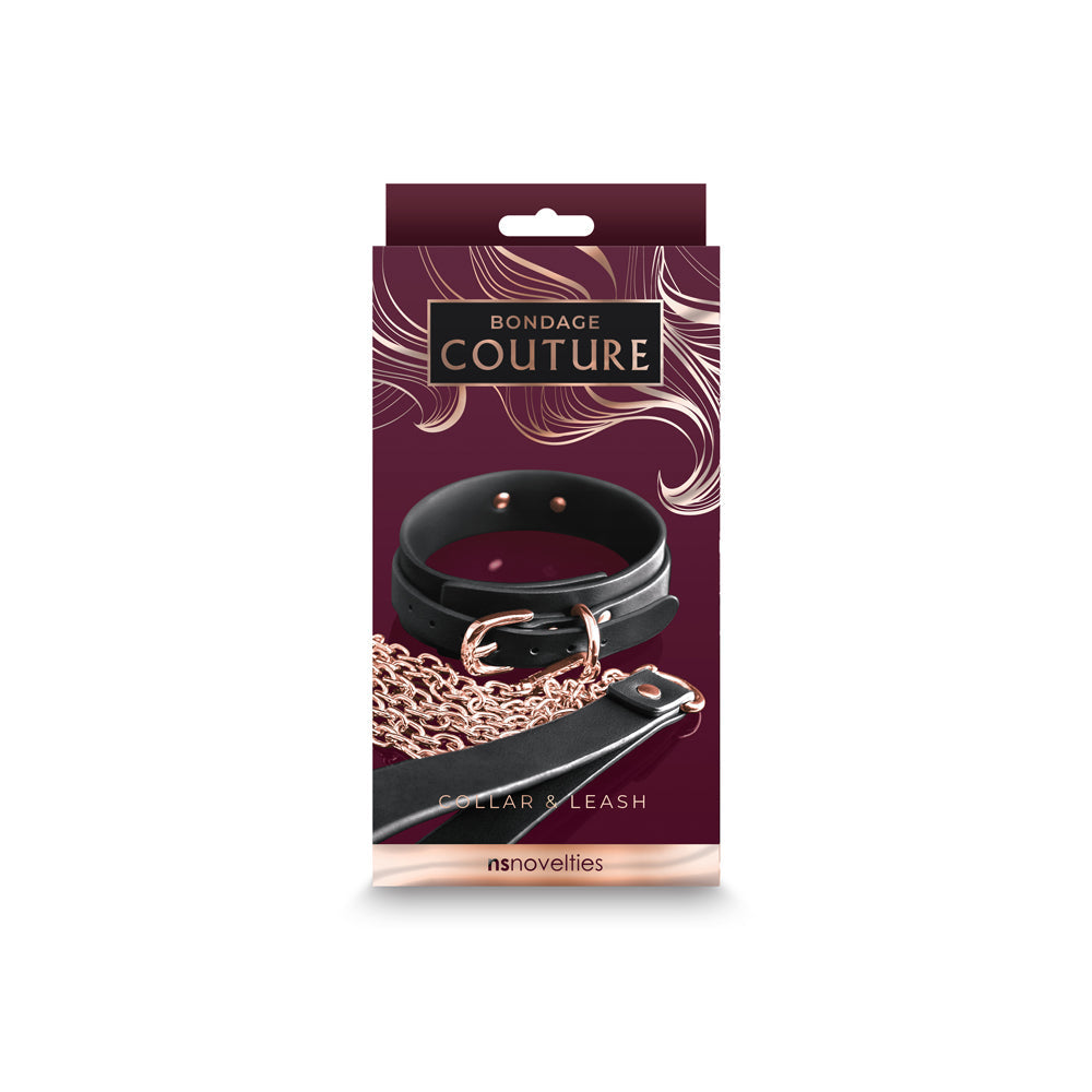 Bondage Couture Collar &amp; Leash Black