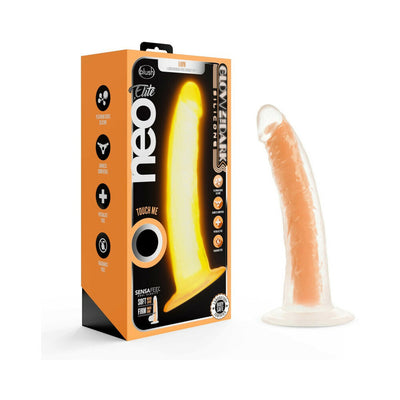 Blush Neo Elite Glow in the Dark Viper 7 in. Dual-Density Dildo Neon Orange