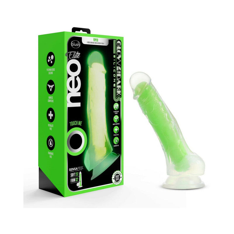 Blush Neo Elite Glow in the Dark Viper 7 in. Dual-Density Dildo Neon Green