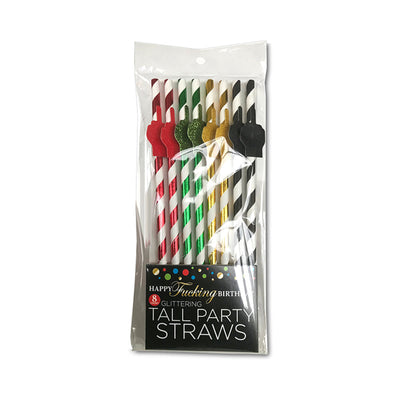 Happy Fucking Birthday Tall Party Straws 8-Pack