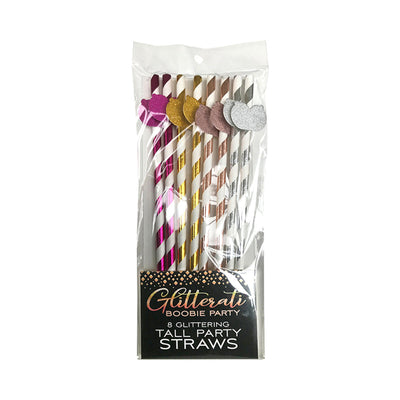 Glitterati Boobie Party Tall Party Straws 8-Pack