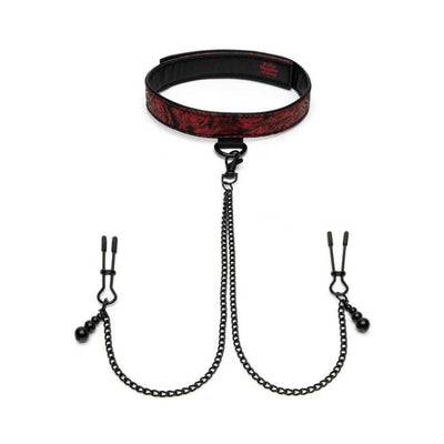 Fifty Shades of Grey Sweet Anticipation Reversible Collar, Nipple Clamps Red/Black