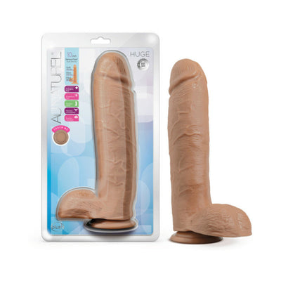 Au Naturel Huge 10 in. Posable Dual Density Dildo with Balls Tan