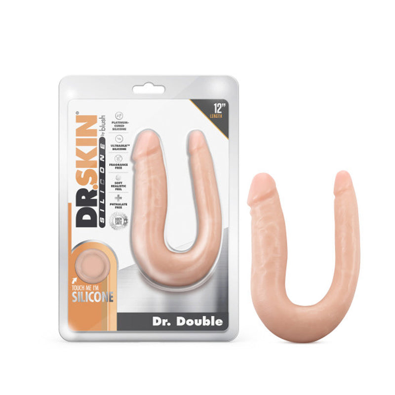 Dr. Skin Silicone Dr. Double Realistic 12 in. Dual-Ended Dildo Beige