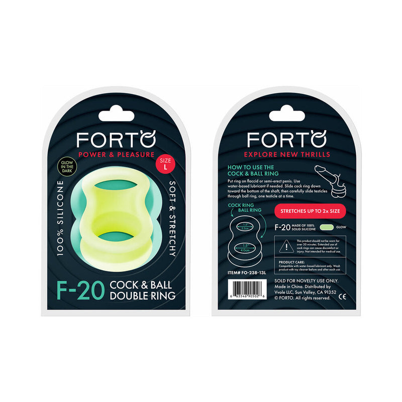 Forto F-20 Liquid Silicone Cockring & Ball Stretcher Large Glow