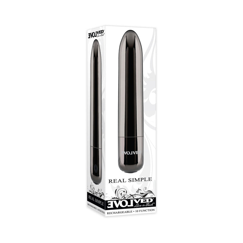 Evolved Real Simple Rechargeable Bullet Vibrator Black Chrome