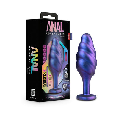 Anal Adventures Matrix Silicone Bumped Bling Plug Sapphire