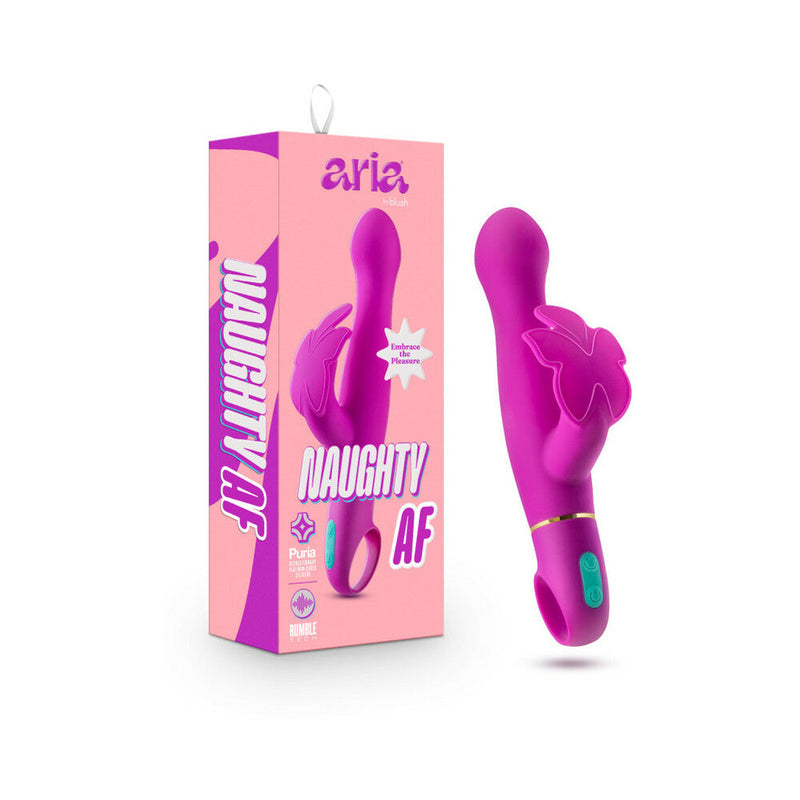 Aria Naughty AF Silicone Dual Stimulation Vibrator Plum