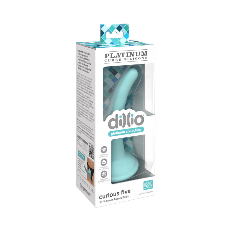 Dillio Platinum Collection Curious Five 5 in. Silicone Dildo Teal