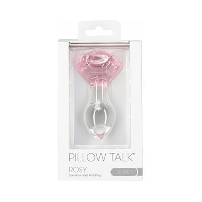 Pillow Talk Rosy Glass Anal Plug with Pink Rose Base