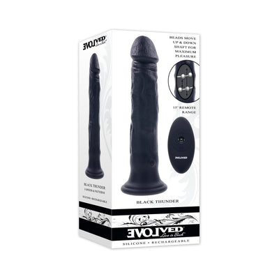 Evolved Black Thunder Vibrating Dildo with Moving Beads and Remote Control