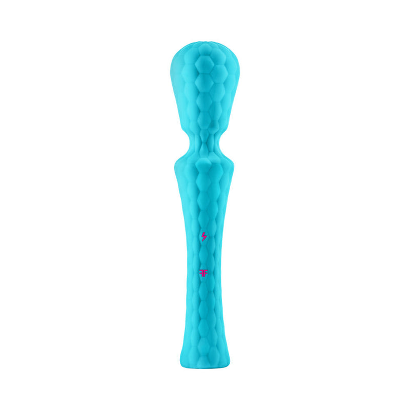 FemmeFunn Ultra Wand XL Rechargeable Flexible Textured Silicone Vibrator Turquoise