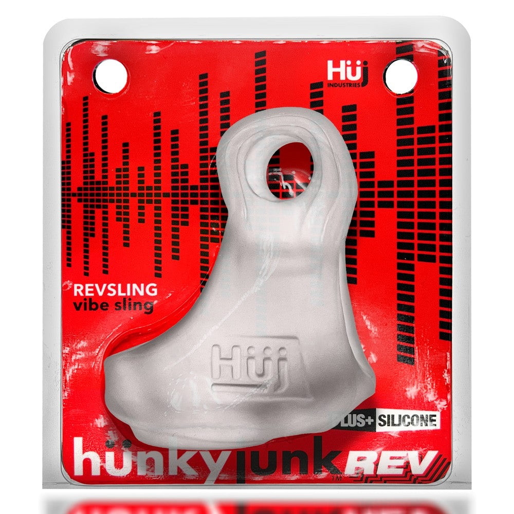 Hunkyjunk Revsling Cock &amp; Ball Sling with Bullet Vibrator Clear Ice