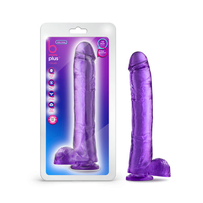 Blush B Yours Plus Hefty n'' Hung 14 in. Dildo with Balls & Suction Cup Purple