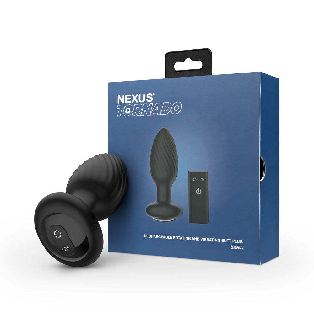 Nexus Tornado Rechargeable Remote-Controlled Rotating &amp; Vibrating Textured Silicone Anal Plug Black