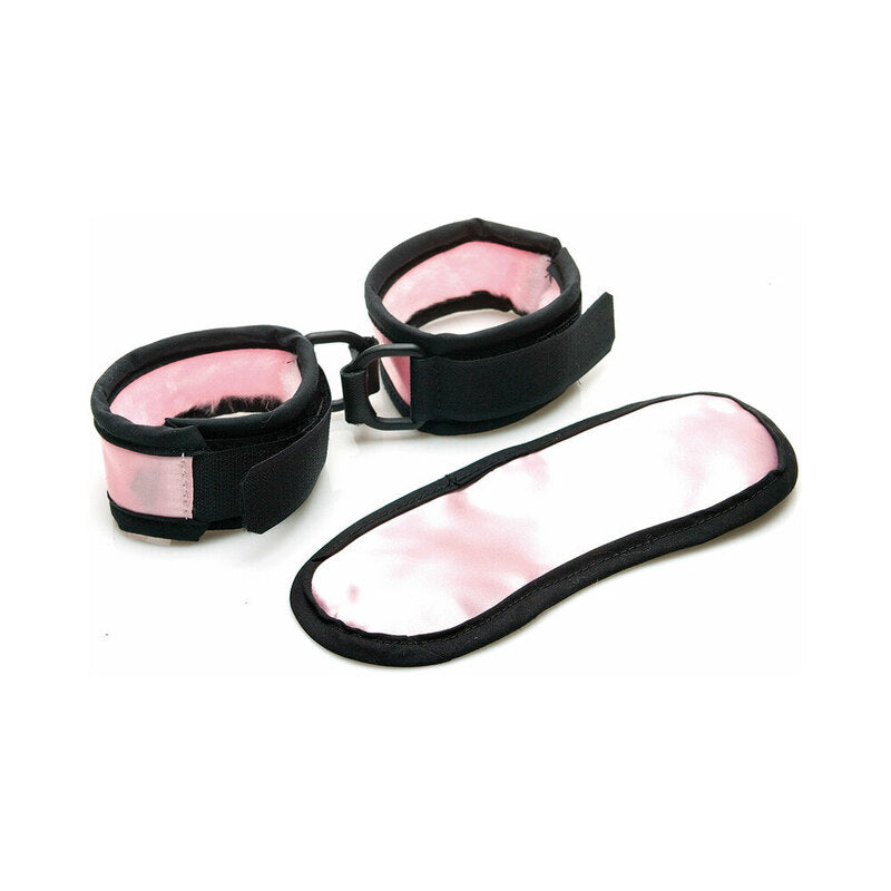Sex Kitten Mask &amp; Cuff Set Pink/Black