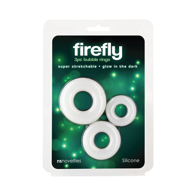 Firefly Bubble Rings 3-Piece Glow-in-the-Dark Cock Ring Kit White