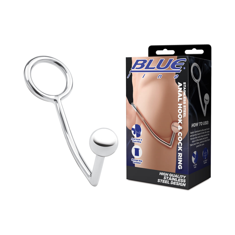 Blue Line Stainless Steel Anal Hook &amp; Cock Ring