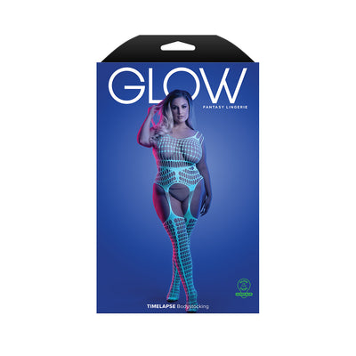 Fantasy Lingerie Glow Timelapse Glow-in-the-Dark Bodystocking Queen Size