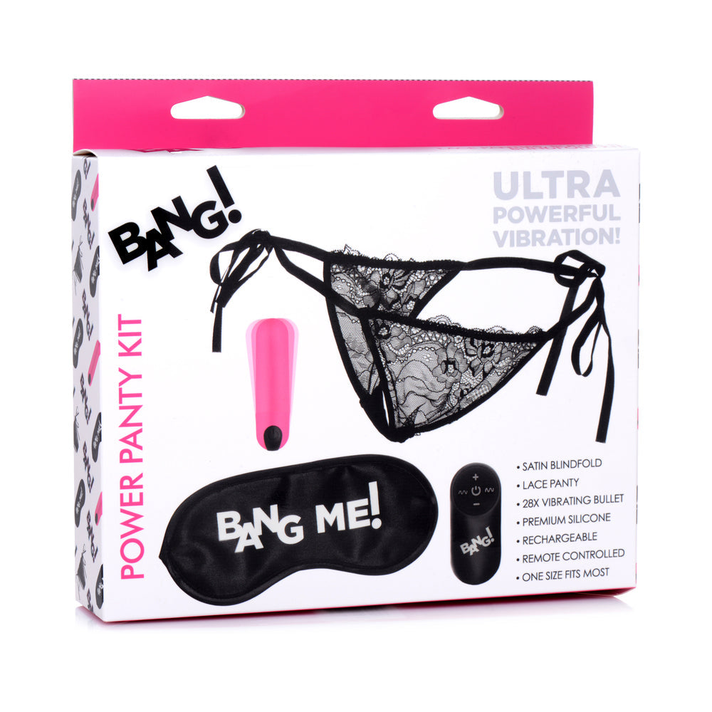 BANG! Power Panty Lace Panties, Bullet, &amp; Blindfold Kit Pink