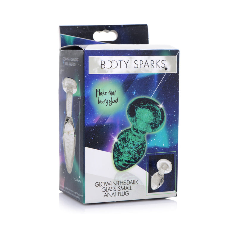 Booty Sparks Glow-in-the-Dark Glass Anal Plug Small