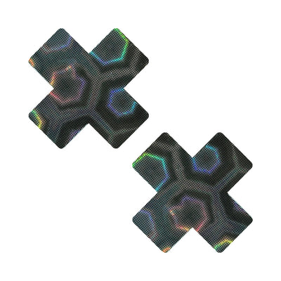 Neva Nude Black Nuclear Nightmare Trippy 3D Holographic X Nipple Pasties