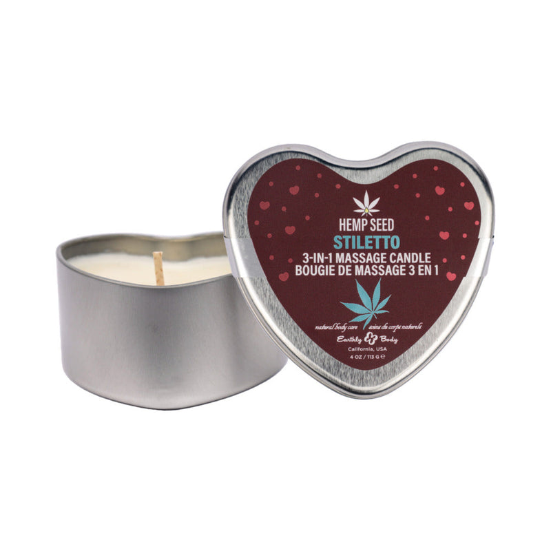 Earthly Body Hemp Seed Valentine 3-in-1 Massage Candle Stiletto 4.7 oz.