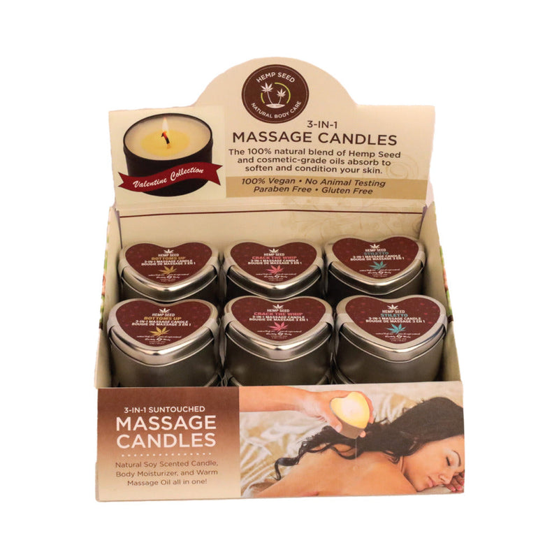 Earthly Body Hemp Seed Valentine 2025 3-in-1 Massage Candle 12-Piece Pre-Pack