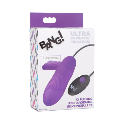 BANG! 7X Pulsing Rechargeable Silicone Bullet Purple