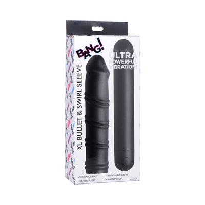 BANG! XL Bullet & Swirl Silicone Sleeve Black